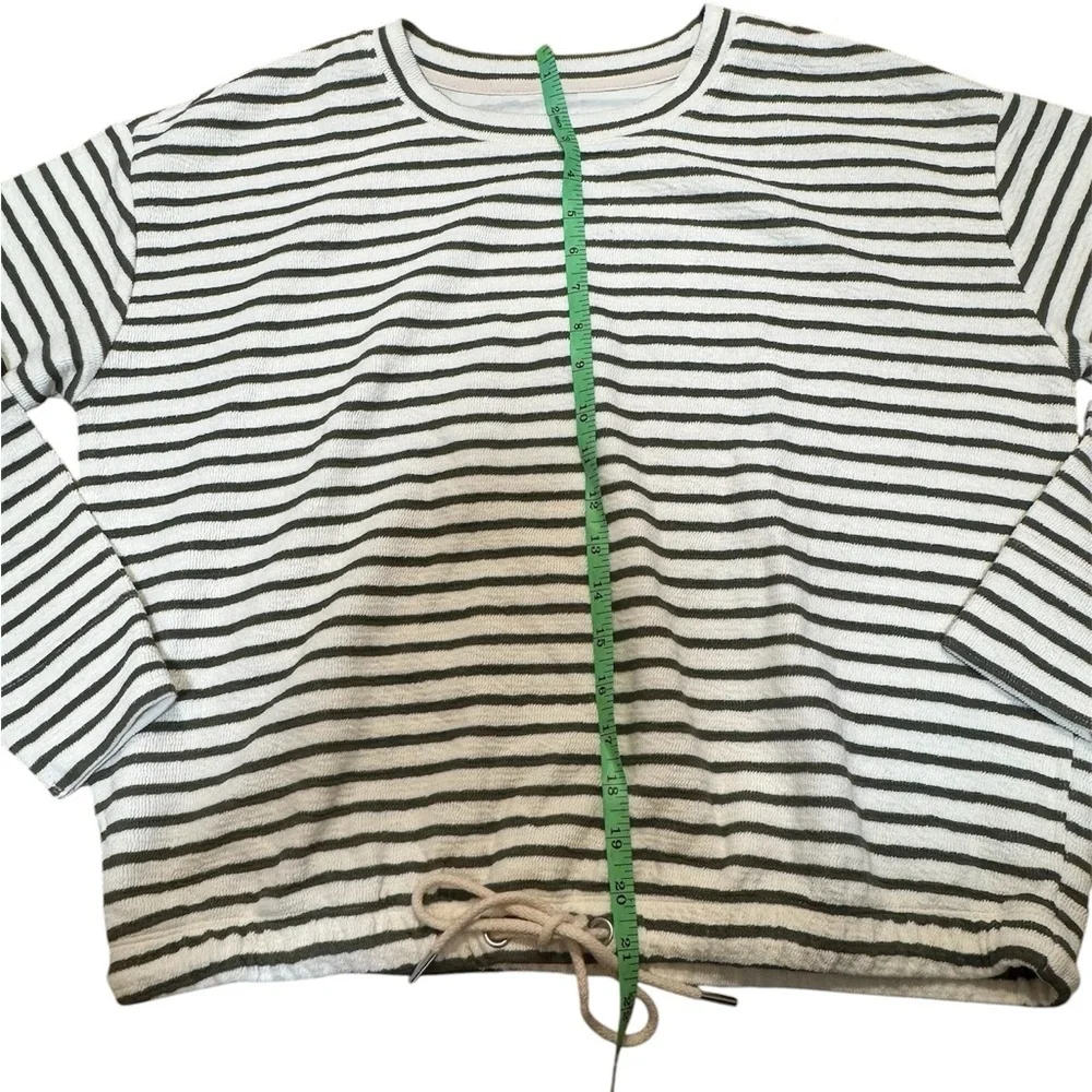 Lou & Grey Striped Drawstring Hem Crew Sweater NWT Size S